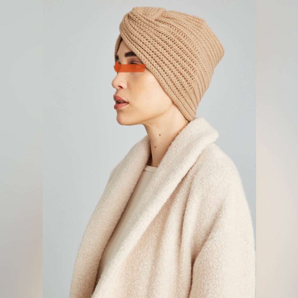 Weekend Max Mara Label-cut 100% Wool Turban Band Size: OS Fall/Winter Camel